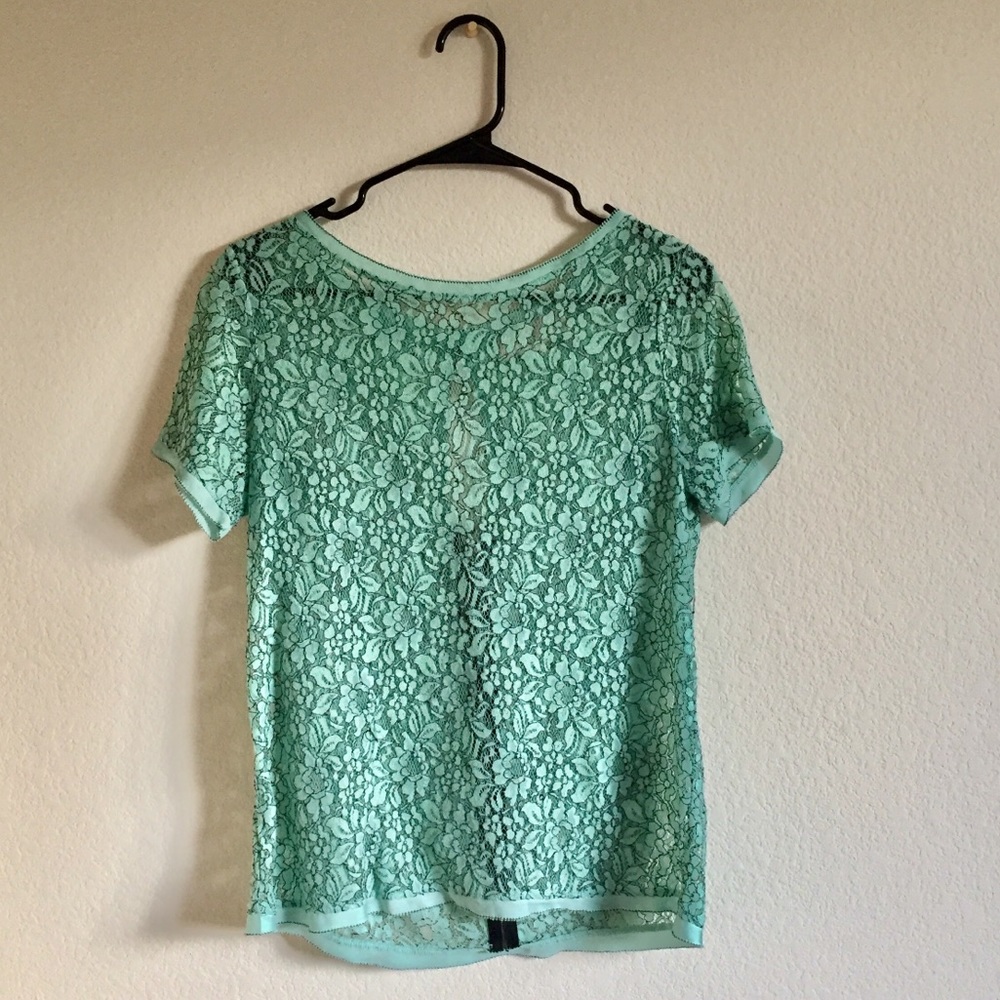 Green Floral Lace Top